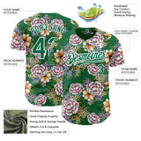 Custom Kelly Green White 3D Pattern Design Northeast China Big Flower Authentic Baseball Jersey
