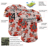 Custom Red Black-White 3D Pattern Design Northeast China Big Flower Authentic Baseball Jersey