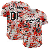 Custom Red Black-White 3D Pattern Design Northeast China Big Flower Authentic Baseball Jersey