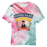 Custom Pink White 3D Graduation Performance T-Shirt