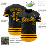 Custom Black Gold Line Authentic Baseball Jersey