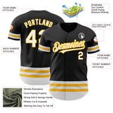 Custom Black White-Gold Line Authentic Baseball Jersey