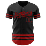 Custom Black Red Line Authentic Baseball Jersey
