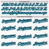 Custom White Navy-Teal Line Authentic Baseball Jersey