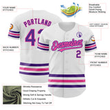 Custom White Purple-Pink Line Authentic Baseball Jersey
