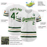 Custom White Green-Cream Line Authentic Baseball Jersey