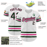Custom White Green-Pink Line Authentic Baseball Jersey