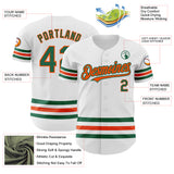 Custom White Kelly Green-Orange Line Authentic Baseball Jersey