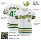 Custom White Kelly Green-Old Gold Line Authentic Baseball Jersey