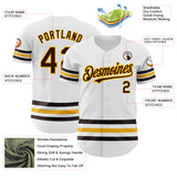 Custom White Brown-Gold Line Authentic Baseball Jersey