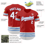 Custom Red White-Light Blue Line Authentic Baseball Jersey
