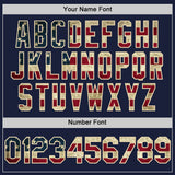 Custom Navy Vintage USA Flag Cream-Maroon Line Authentic Baseball Jersey