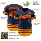 Custom Navy Red-Gold Line Authentic Baseball Jersey