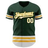 Custom Green White-Gold Line Authentic Baseball Jersey