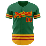 Custom Kelly Green Red-Gold Line Authentic Baseball Jersey
