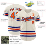 Custom Cream Orange-Royal Line Authentic Baseball Jersey