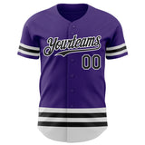 Custom Purple Black-White Line Authentic Baseball Jersey