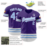 Custom Purple Light Blue-White Line Authentic Baseball Jersey