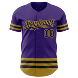 Custom Purple Black-Old Gold Line Authentic Baseball Jersey