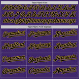 Custom Purple Black-Old Gold Line Authentic Baseball Jersey