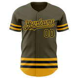 Custom Olive Black-Gold Line Authentic Salute To Service Baseball Jersey