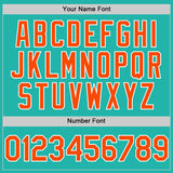 Custom Aqua Orange-White Line Authentic Baseball Jersey