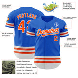 Custom Thunder Blue Orange-White Line Authentic Baseball Jersey