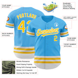 Custom Sky Blue Yellow-White Line Authentic Baseball Jersey