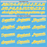 Custom Sky Blue Yellow-White Line Authentic Baseball Jersey