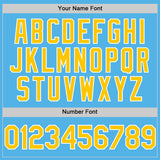 Custom Sky Blue Yellow-White Line Authentic Baseball Jersey