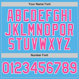 Custom Sky Blue Pink-White Line Authentic Baseball Jersey