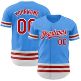 Custom Electric Blue Red-White Line Authentic Baseball Jersey