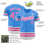 Custom Electric Blue Pink-White Line Authentic Baseball Jersey