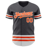 Custom Steel Gray Orange-White Line Authentic Baseball Jersey