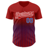 Custom Red Royal-White 3D Pattern Design Gradient Lines Authentic Baseball Jersey