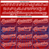 Custom Red Royal-White 3D Pattern Design Gradient Lines Authentic Baseball Jersey