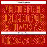 Custom Red Gold 3D Pattern Design Geometric Stars Authentic Baseball Jersey