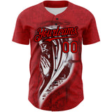 Custom Red Black 3D Pattern Design Religion Jesus Christc Authentic Baseball Jersey