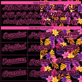 Custom Black Pink 3D Pattern Design Tropical Flower And Hawaii Palm Leaves Authentic Baseball Jersey