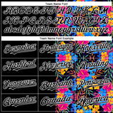 Custom Black White 3D Pattern Design Tropical Flower And Hawaii Palm Leaves Authentic Baseball Jersey