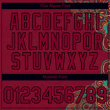 Custom Maroon Black 3D Pattern Floral Design Performance T-Shirt