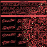 Custom Black Neon Pink 3D Pattern Floral Design Performance T-Shirt