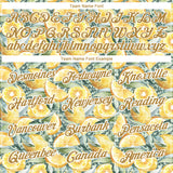 Custom White Old Gold 3D Pattern Design Lemon Performance T-Shirt