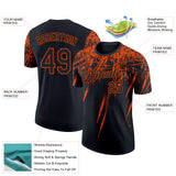 Custom Black Orange 3D Pattern Design Abstract Sharp Shape Performance T-Shirt