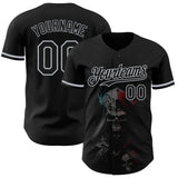Custom Black Gray 3D Skull Fashion Authentic Baseball Jersey