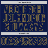 Custom Navy Old Gold 3D Pattern Design Gradient Style Twinkle Star Authentic Baseball Jersey
