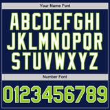 Custom Navy Neon Green-White 3D Pattern Design Gradient Style Twinkle Star Authentic Baseball Jersey