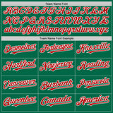 Custom Kelly Green Red-White 3D Pattern Design Gradient Style Twinkle Star Authentic Baseball Jersey