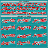 Custom Teal Red-White 3D Pattern Design Gradient Style Twinkle Star Authentic Baseball Jersey