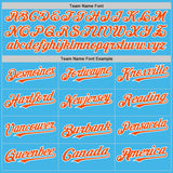 Custom Sky Blue Orange-White 3D Pattern Design Gradient Style Twinkle Star Authentic Baseball Jersey